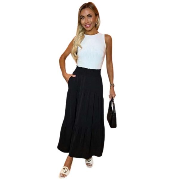 Ladies Sheering Maxi Skirt Women's Tiered Panel Full length Party Fashion Skirts Casual Womenswear Comfort