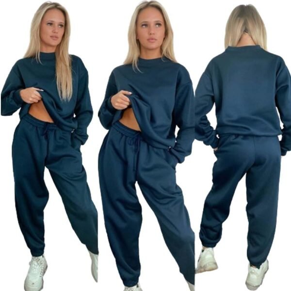 Ladies women’s Fleece Long Sleeve oversized 2pieces Top Bottom loungewear casual Girls baggy tracksuit Womenswear Overalls Comfort Basic