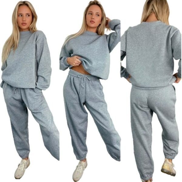 Ladies women’s Fleece Long Sleeve oversized 2pieces Top Bottom loungewear casual Girls baggy tracksuit Womenswear Overalls Comfort Basic