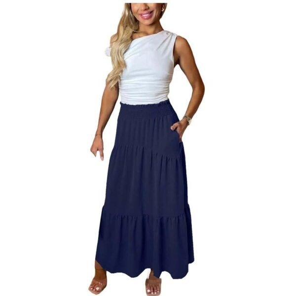 Ladies Sheering Maxi Skirt Women's Tiered Panel Full length Party Fashion Skirts Casual Womenswear Comfort