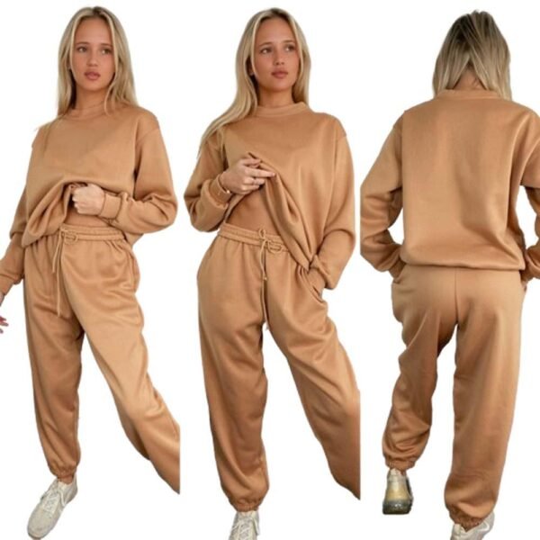 Ladies women’s Fleece Long Sleeve oversized 2pieces Top Bottom loungewear casual Girls baggy tracksuit Womenswear Overalls Comfort Basic