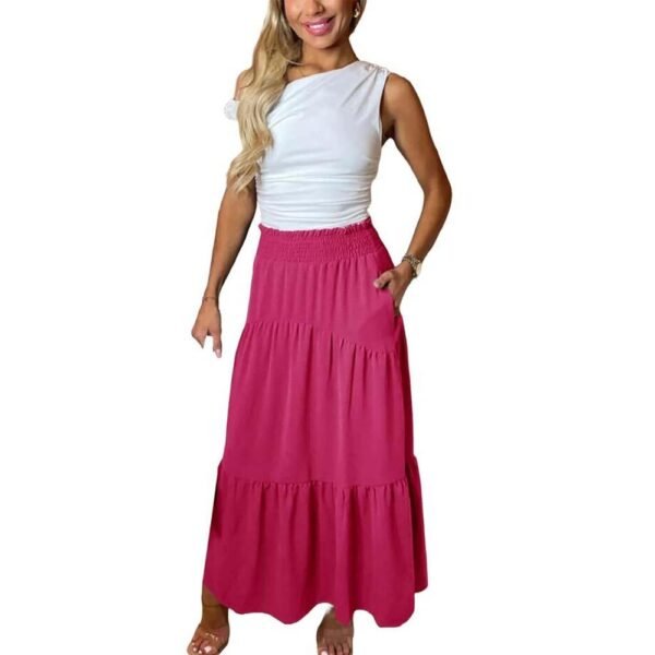 Ladies Sheering Maxi Skirt Women's Tiered Panel Full length Party Fashion Skirts Casual Womenswear Comfort