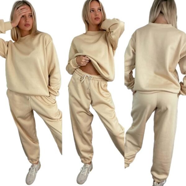 Ladies women’s Fleece Long Sleeve oversized 2pieces Top Bottom loungewear casual Girls baggy tracksuit Womenswear Overalls Comfort Basic