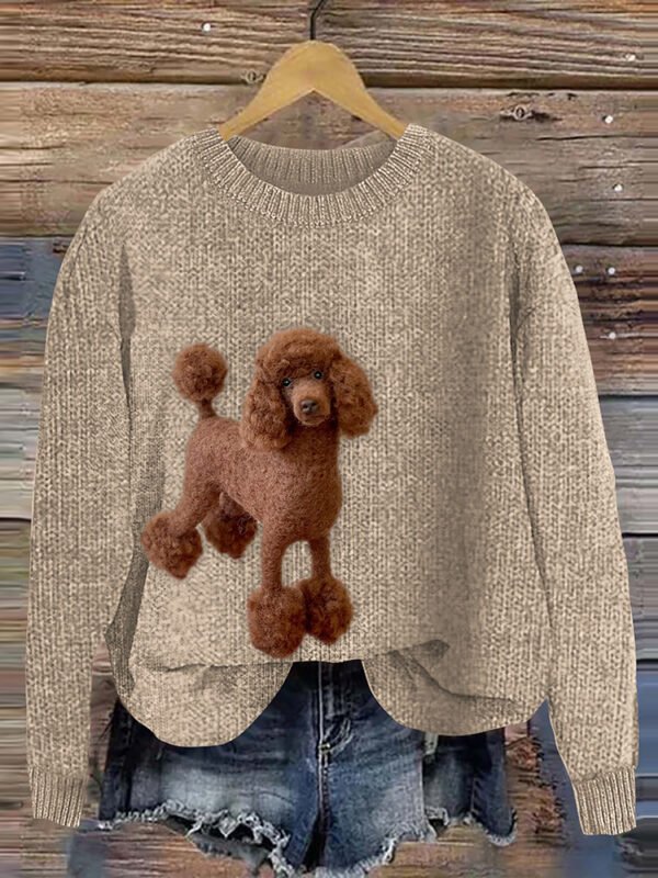 Chocolate Poodle Felt Dog Art Cozy Sweater