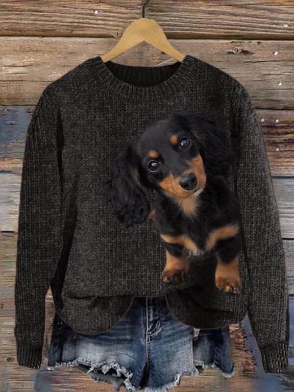 Long Haired Dachshund Dog Cozy Knit Sweater