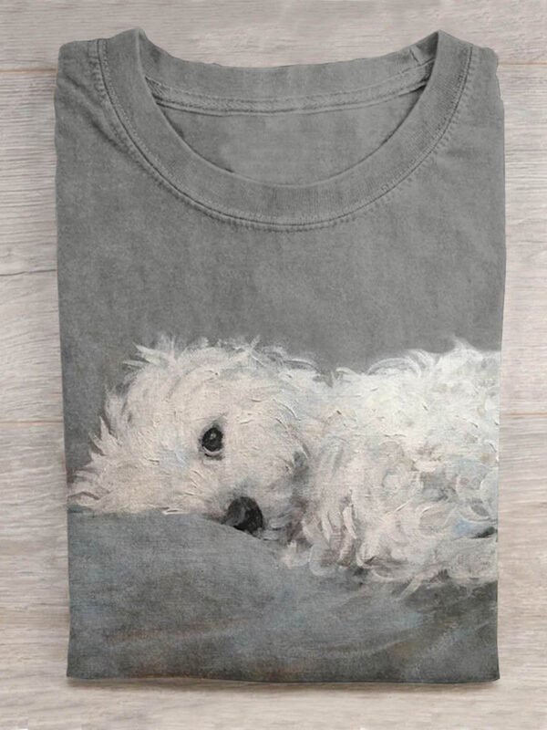 Cute Dog Print Short Sleeve T-Shirt