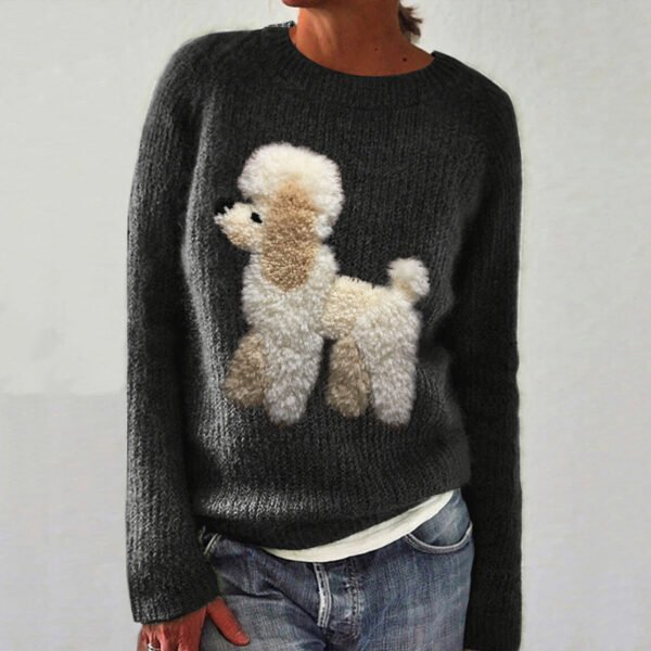 Cute Dog Felt Art Knit Cozy Sweater