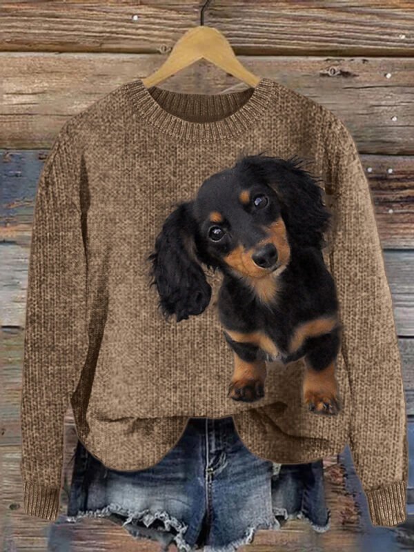 Long Haired Dachshund Dog Cozy Knit Sweater