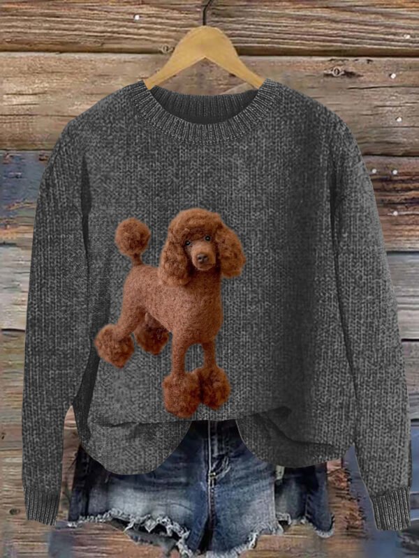 Chocolate Poodle Felt Dog Art Cozy Sweater