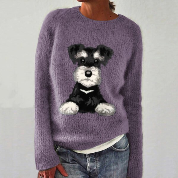 Dog Print Casual Knitted Pullover Sweater