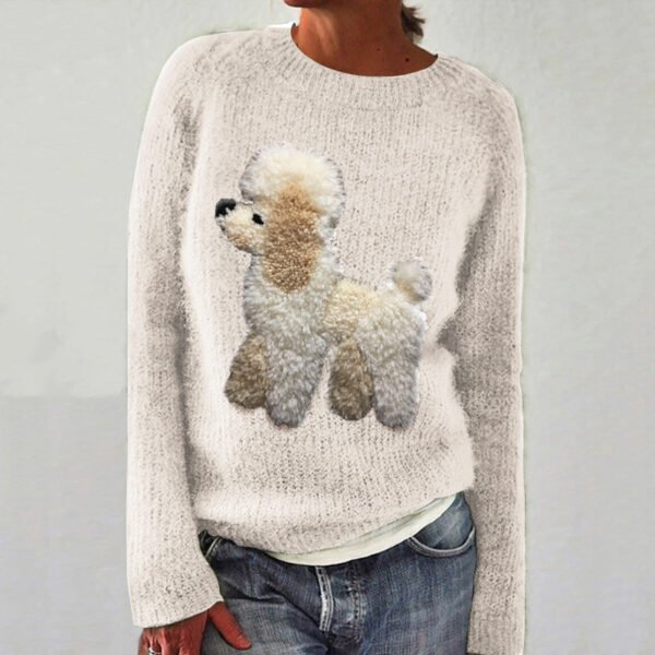 Cute Dog Felt Art Knit Cozy Sweater