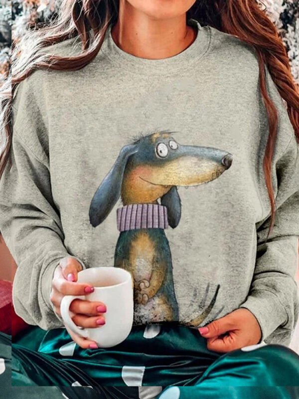 Women's Cute Dachshund Dog Graphic Print Casual Sweatshirt