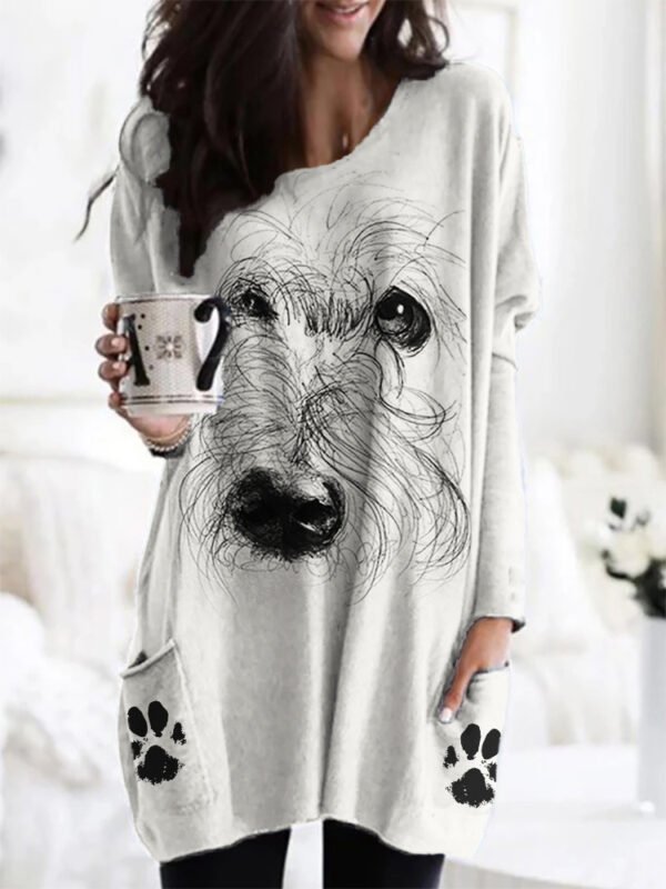 Fuzzy Dog Face Art Paw Print Cozy Tunic