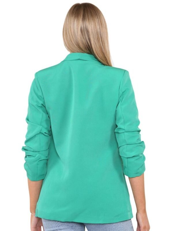 Women Ladies Ruched Sleeve Fully Lined Blazer Collared Casual Formal Jacket 8-14