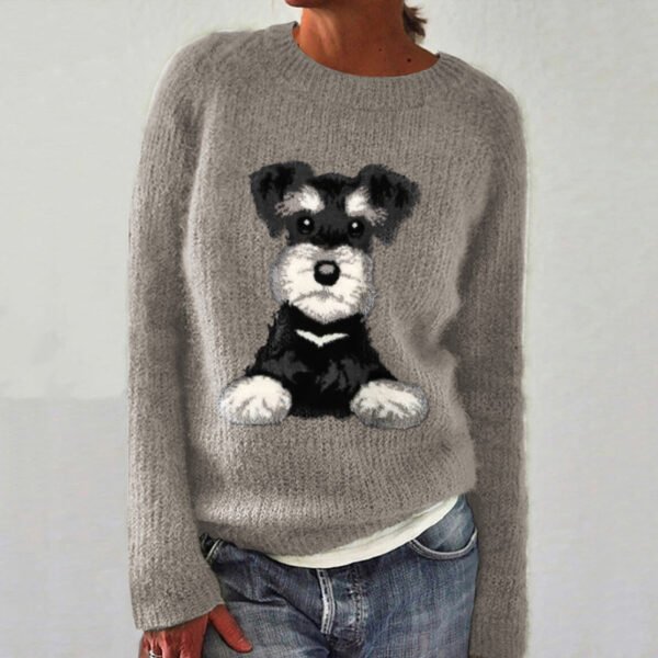 Dog Print Casual Knitted Pullover Sweater