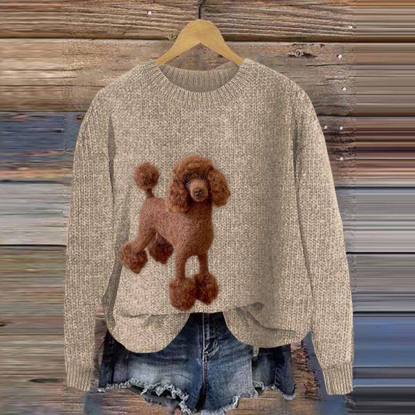 Chocolate Poodle Felt Dog Art Cozy Sweater