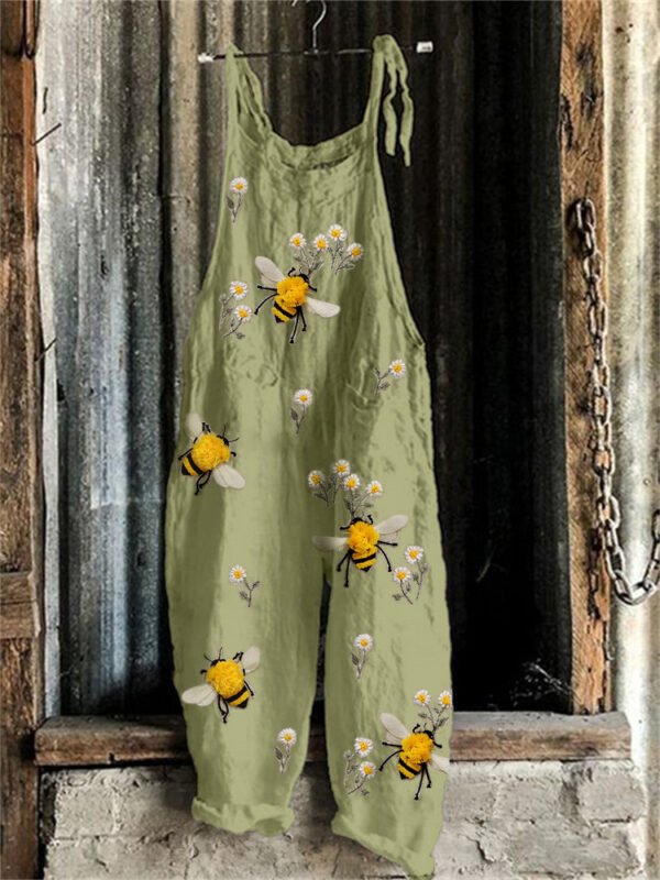 Bees & Daisies Fringe Embroidered Jumpsuit