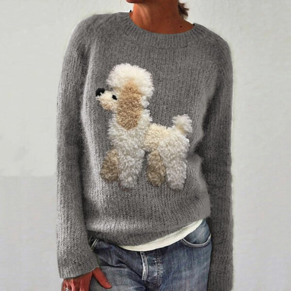 Cute Dog Felt Art Knit Cozy Sweater