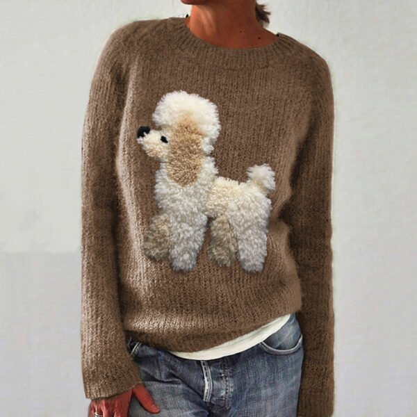 Cute Dog Felt Art Knit Cozy Sweater